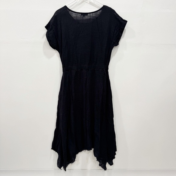 Roolee Asymmetric Hem Midi Dress Black Gauze Cotton Large Flowy Casual - Picture 6 of 6